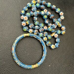 Vintage cloisonné necklace bangle set